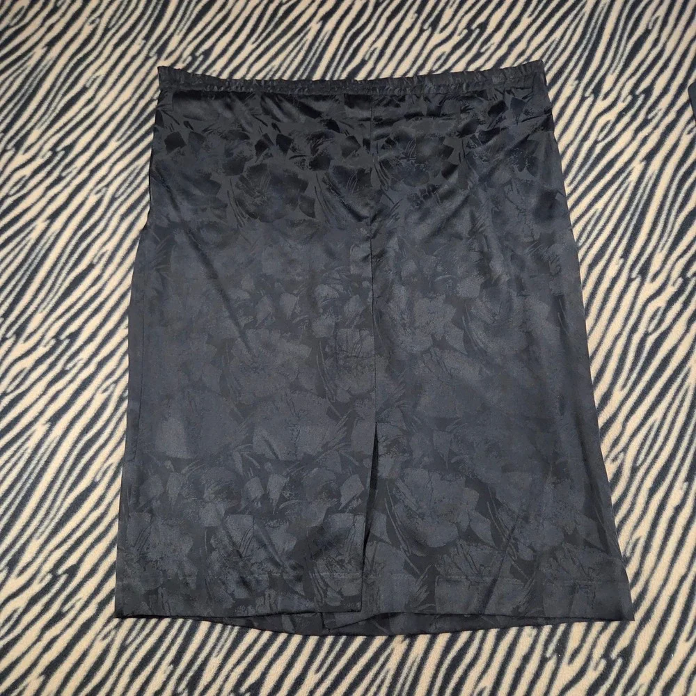 Vintage Adrianna Papell Too Black Silk Jacquard Floral Midi Skirt Plus Size 22